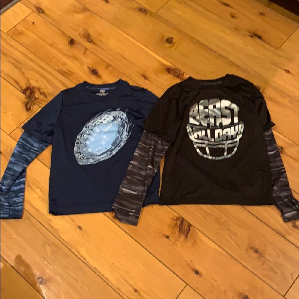 2 Kids Football Themed 2 Fer Tech Tees Sz Small